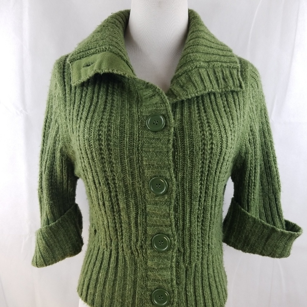 Rue21 Big Button Cardigan Sweater Green Large